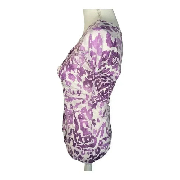 INC‎ international concepts purple and white short sleeved blouse size medium - Picture 2 of 4
